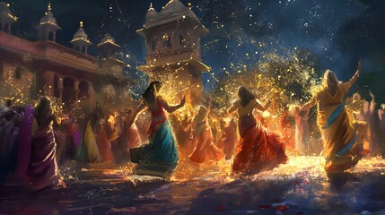 Indian Festival Dance at Night