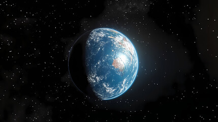 A blue earth with glowing starlight in the space background. [Mirrored Realities] | Alternate Arch | curved space. Illustration