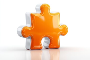 Obraz premium Shiny Orange Puzzle Piece on White Background Conceptual Image for Solutions Teamwork and Pr