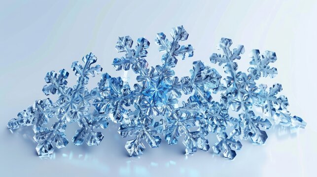 Snowflake cluster isolated on transparent background icy blue crystals .