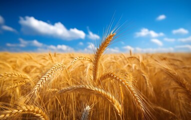Golden Wheat Field Under a Blue Sky