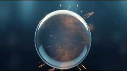 Mirror ball on a mirror reflects a blue 3d globe icon under a starlit night - Powered by Adobe