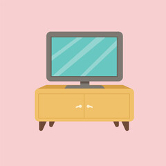 illustration of table and television