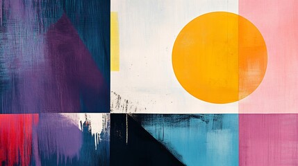 Abstract Geometric Canvas: Vibrant Hues and Textured Blocks