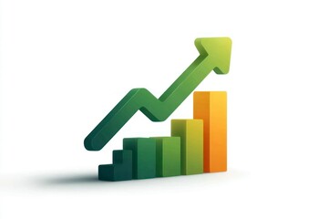 Upward Trend Graph with Green Arrow and Bar Chart Business Growth Visualization Financial Suc