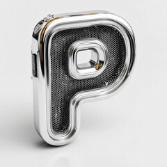 Metallic Letter P Design Typography Modern Graphic Elegance Shiny Decorative Object Stylish Art Contemporary Fashion Branding Unique Symbol Alphabet Typography Chrome Surface Luxury Icon Shape 