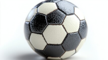 Isolated soccer ball, studio shot, white background, black and white design