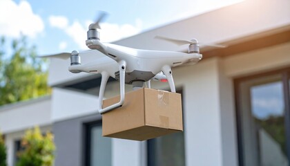 Drone Delivery Service Package Transportation by Unmanned Aerial Vehicle to Home