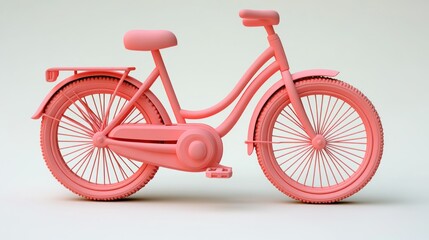 Naklejka premium Pink Bicycle Studio Shot Against Light Background