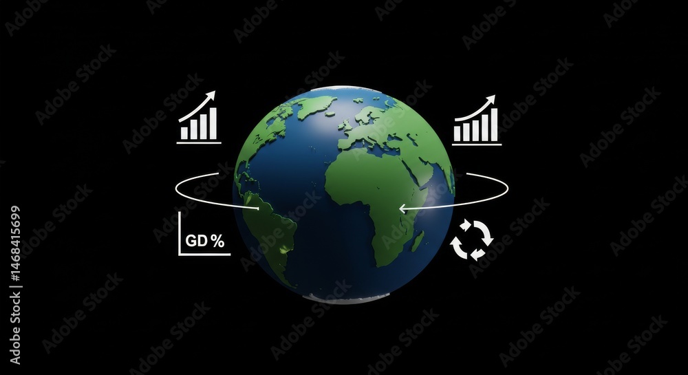 Poster conceptual rendering of global economic growth with sustainable practices