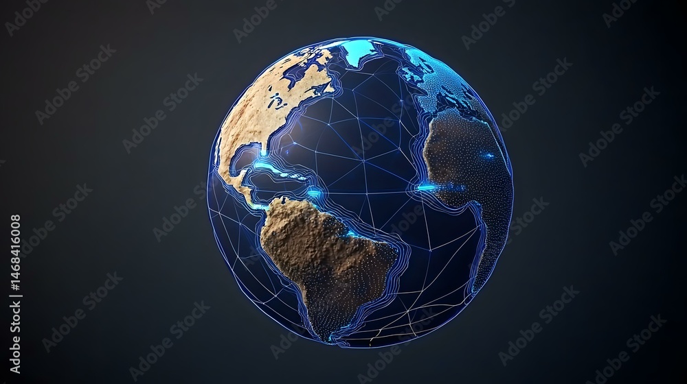 Aufkleber the image shows a 3d rendering of the earth, depicted as a sphere with a textured surface representi