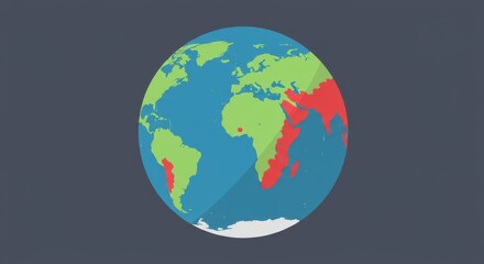 Obraz premium Stylized globe illustration focusing on geographical regions and demographics
