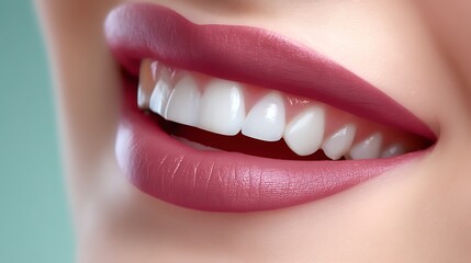 Obraz premium Close-Up of Beautiful Smile with Perfect Teeth and Soft Lips