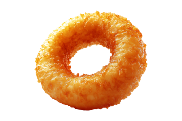 Falling onion ring isolated on transparent background
