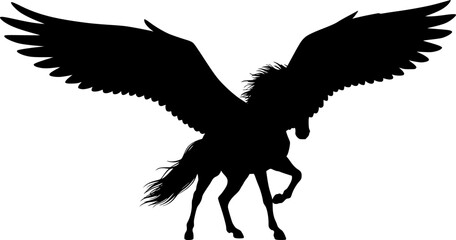 Obraz premium Winged horse rearing, illustration. 