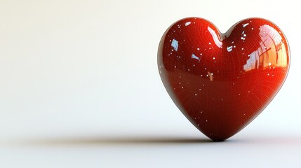 3D Heart Shape, Red, Glossy,  Simple Background,  Studio Setting
