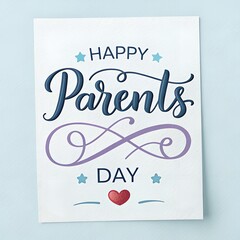 Happy Parents Day Greeting Card Design with Floral Elements and Elegant Calligraphy