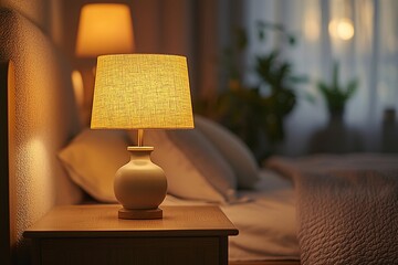 Close-up shot of the bedroom table stand. Generative AI
