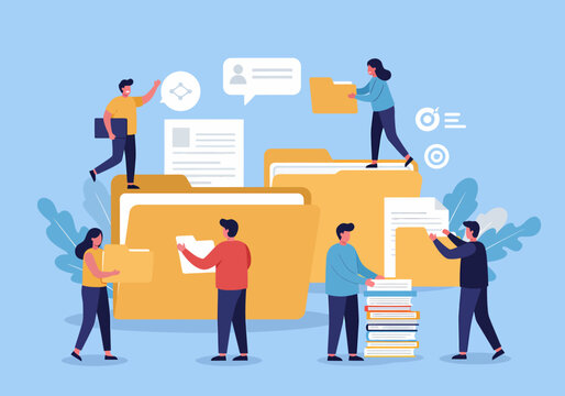 Team Organizing Digital Files and Folders Systematically