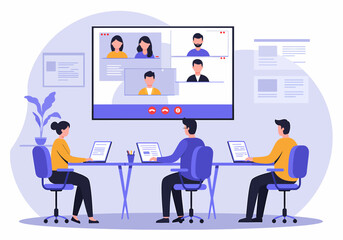 Team Meeting Online Illustration Vector Stock Image