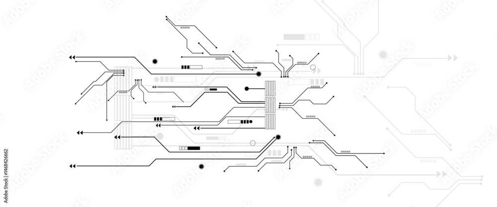 Aufkleber Abstract digital technology futuristic internet network speed connection white and blue background. Technology background with crossed lines and dots.
