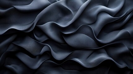 Fototapeta premium Dark, flowing fabric drapes in elegant folds