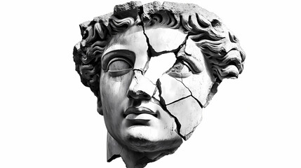 Broken pieces of ancient greek statue face isolated. antique sculpture head broken fragments png. [Whispering Archives] | Forsaken Bindings | ancient crack. Illustration