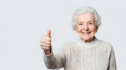 Smiling Elderly Woman Giving Thumbs Up
