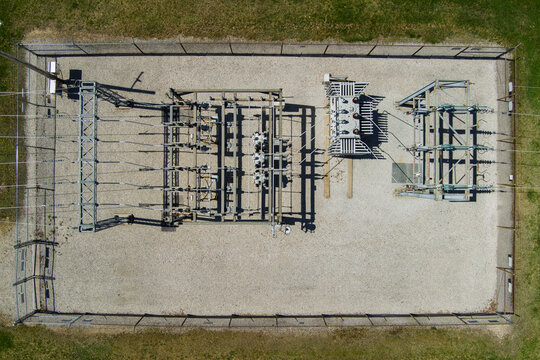 Aerial View of Electrical Substation