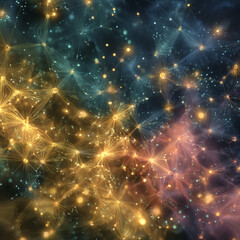 Fototapeta premium A captivating abstract artwork showcasing a network of interconnected glowing nodes and lines.