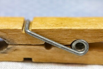 Wooden clothespin or clamp in macro detail