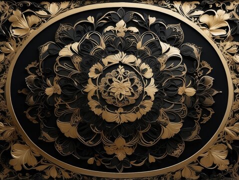 Luxury Vintage Card with Gold Mandala Pattern