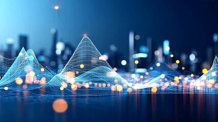 Abstract data visualization of city at night - Powered by Adobe