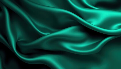 Obraz premium Luxury emerald green silk background with flowing drape, a stylish backdrop for fashion or elegant design projects showing smooth texture