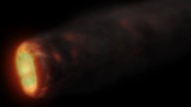 Focused shoot of Huge Rotating Propeler of an airplane jet engine failure on fire with thick dark smoke in close up view, concept of aerial disaster with copy space.