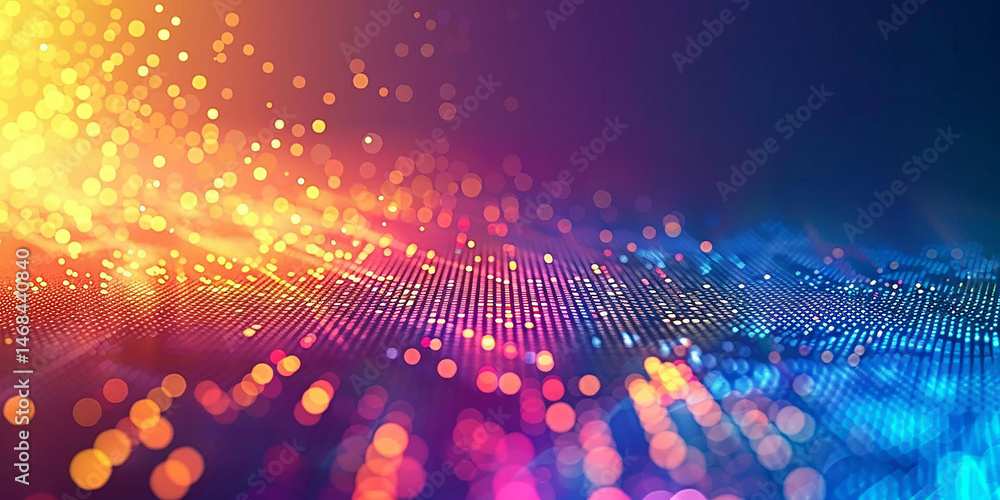 Poster a colorful, abstract background with many small dots. the dots are of different colors and sizes, cr