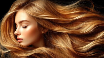 Woman with flowing blonde hair, and beauty.