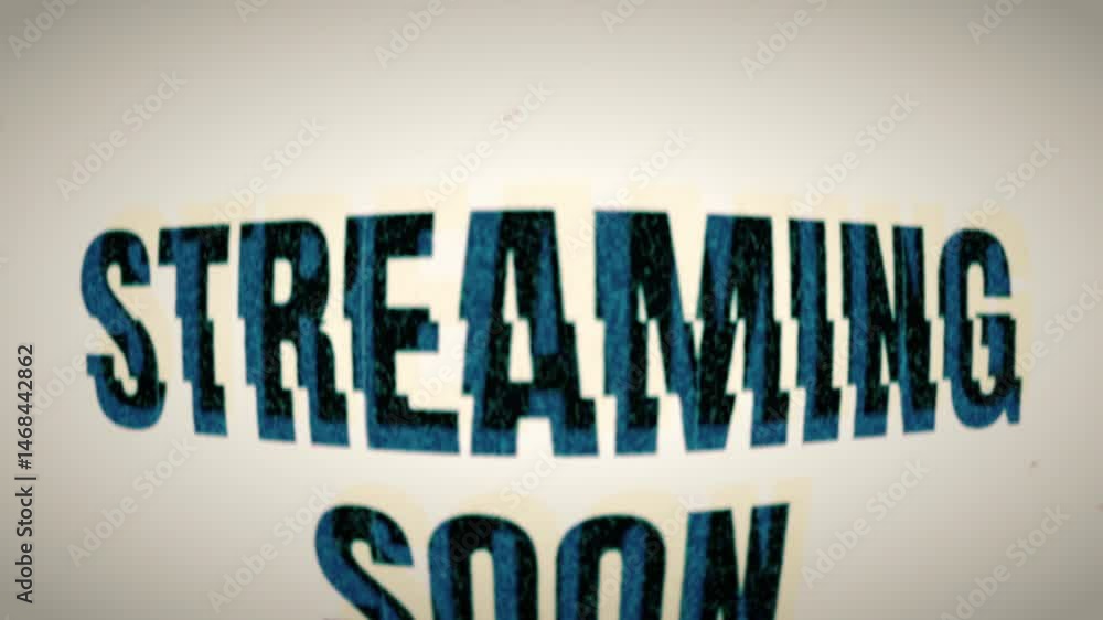 Poster streaming soon text animation with retro glitch effects