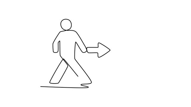 In flight icon concept. Single line draw design. Full length animation illustration. High quality 4k footage