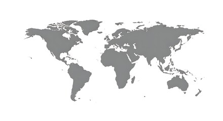 Naklejka premium Gray World Map on White Background