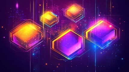 Obraz premium Abstract glowing hexagons