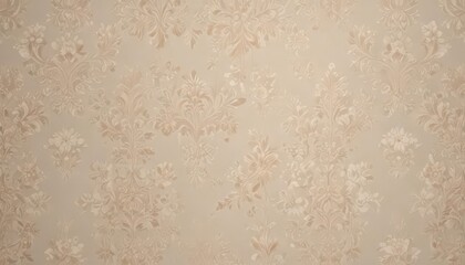Fototapeta premium Subtle beige damask with delicate floral details; refined texture , cream, floral
