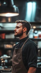 Fototapeta premium Chef in professional kitchen setting