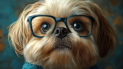 Naklejka premium Cute dog wearing glasses