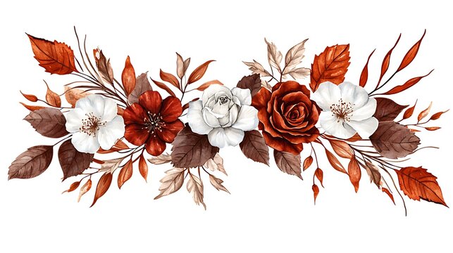 Watercolor floral arrangement autumn blooms nature art serene garden vibrant concept