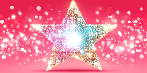 Radiant Stellar Brilliance on Rosy Canvas, Shimmering Festive Delight