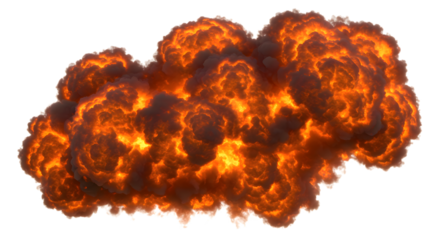 Realistic 3D Render of a Fiery Explosion on Transparent Background