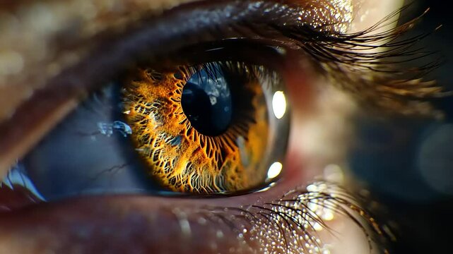 Close-up view of a human eye's iris.