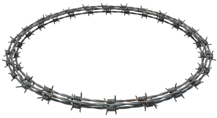 Rusty Barbed Wire Circle on Transparent Background