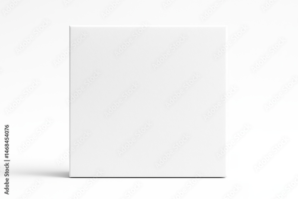 Poster white rectangular gift box in front view with matte finish on isolated white background, ultra high 